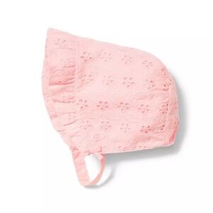 New - Janie and Jack Pink Eyelet Ruffle Bonnet
